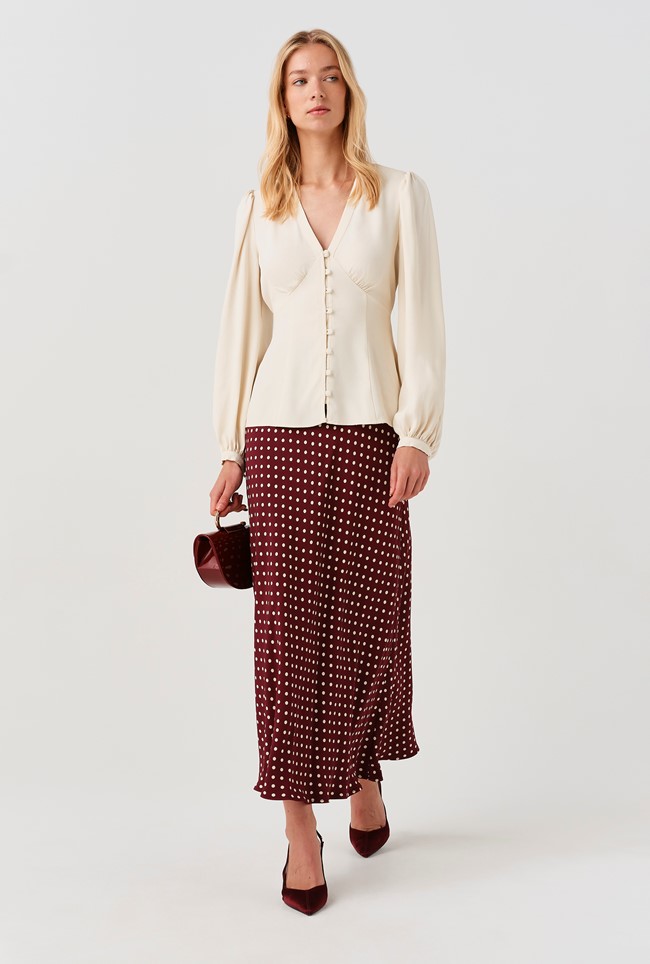 Lyra Spot Midi Satin Skirt
