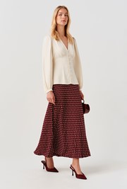 Lyra Spot Midi Satin Skirt
