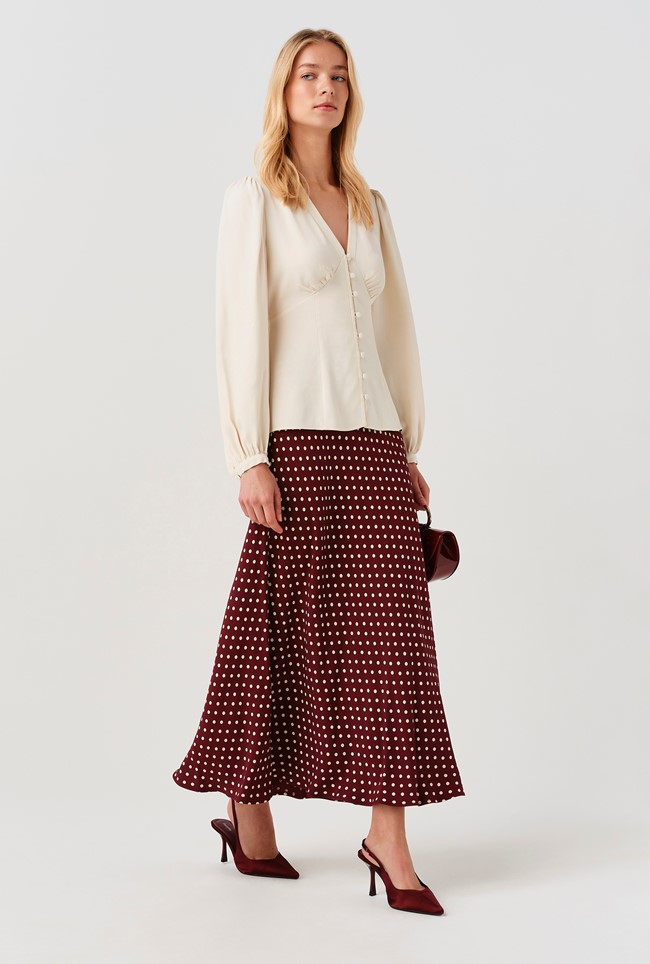 Lyra Spot Midi Satin Skirt