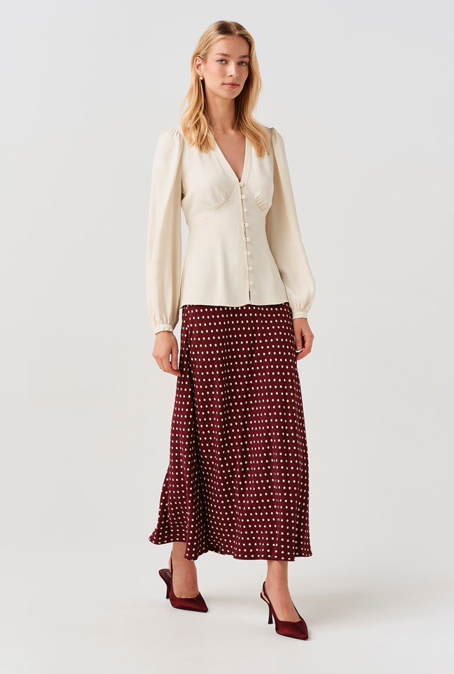 Lyra Spot Midi Satin Skirt