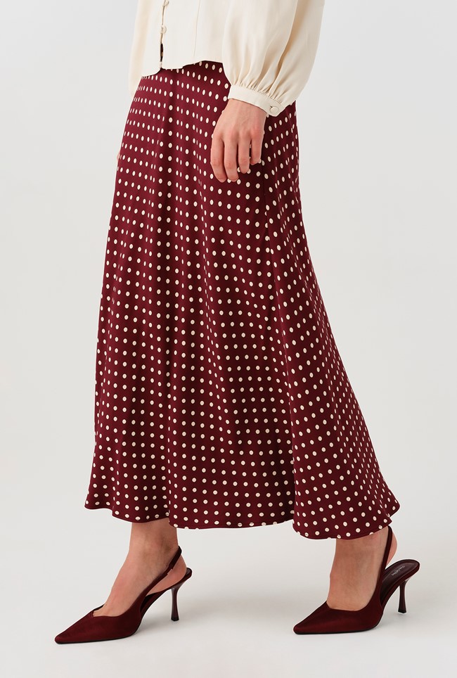 Lyra Spot Midi Satin Skirt
