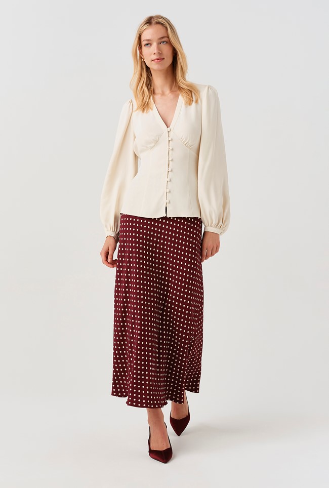 Lyra Spot Midi Satin Skirt