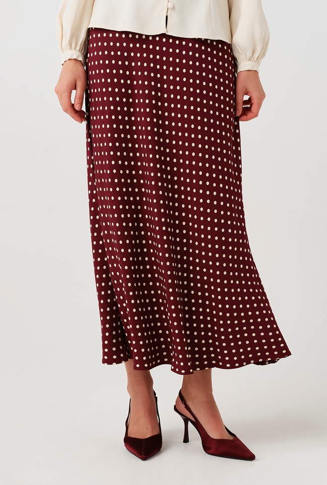 Lyra Spot Midi Satin Skirt