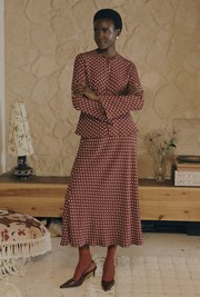 Lyra Spot Midi Satin Back Crepe Skirt