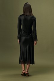 Rosa Lace Trim Midi Satin Skirt