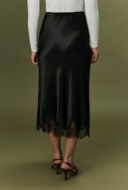 Rosa Lace Trim Midi Satin Skirt