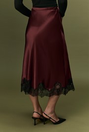 Rosa Lace Trim Midi Satin Skirt