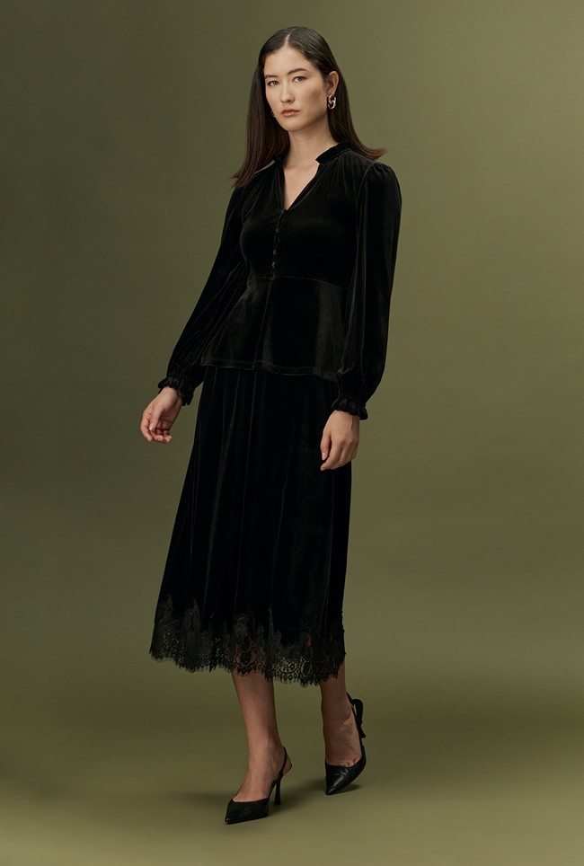 Solene Velvet Midi Skirt