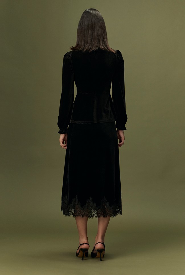 Solene Velvet Midi Skirt