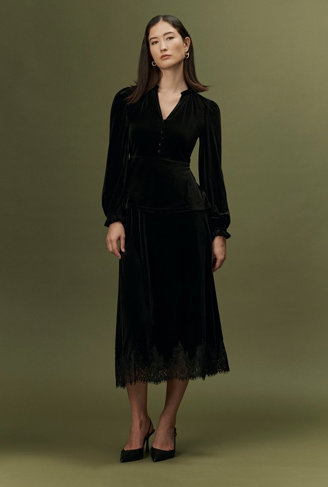 Solene Velvet Midi Skirt