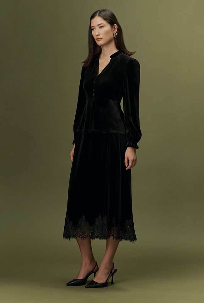 Solene Velvet Midi Skirt