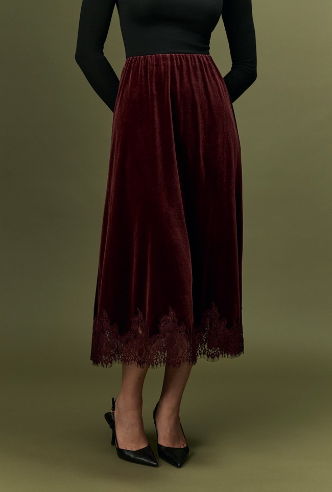 Solene Velvet Midi Skirt