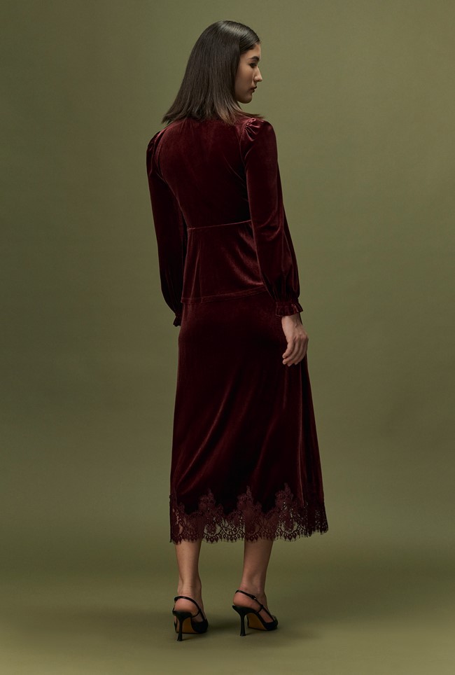Solene Velvet Midi Skirt