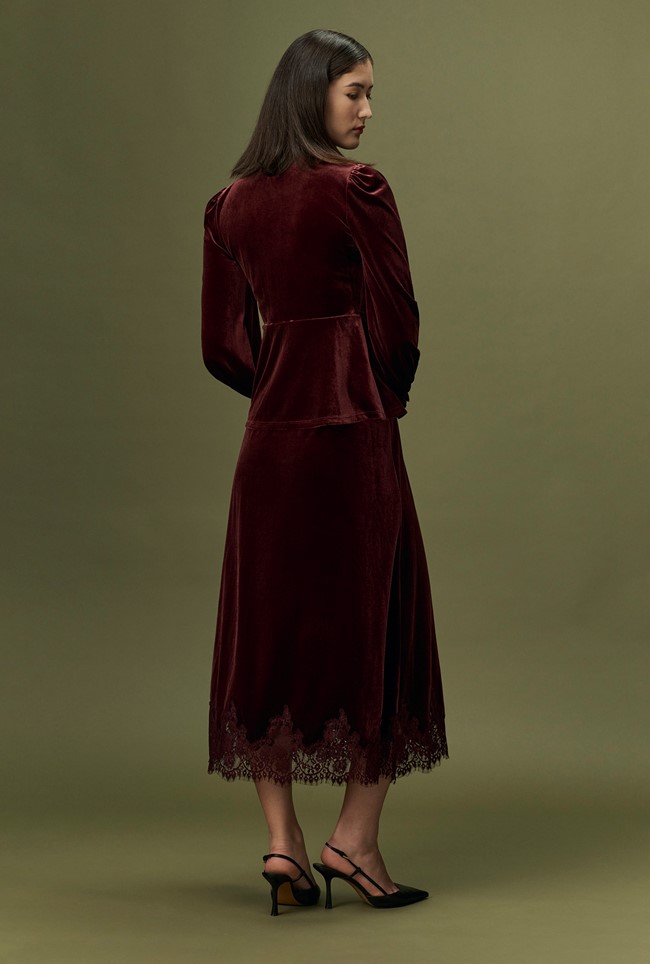 Solene Velvet Midi Skirt