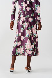 Luna Floral Satin Midi Slip Skirt