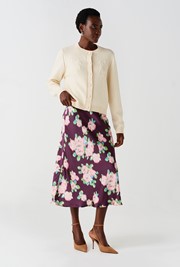Luna Floral Satin Midi Slip Skirt