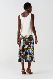 Luna Floral Satin Midi Slip Skirt