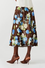 Luna Floral Satin Midi Slip Skirt