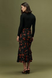 Cici Floral Crepe Tiered Midi Skirt