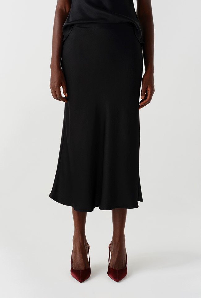 Luna Satin Midi Slip Skirt