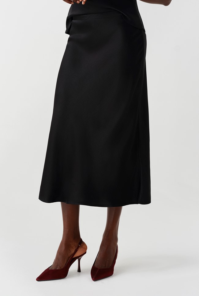 Luna Satin Midi Slip Skirt