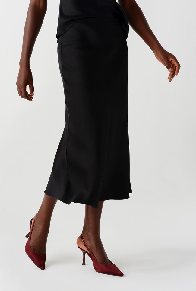 Luna Satin Midi Slip Skirt