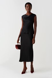 Luna Satin Midi Slip Skirt