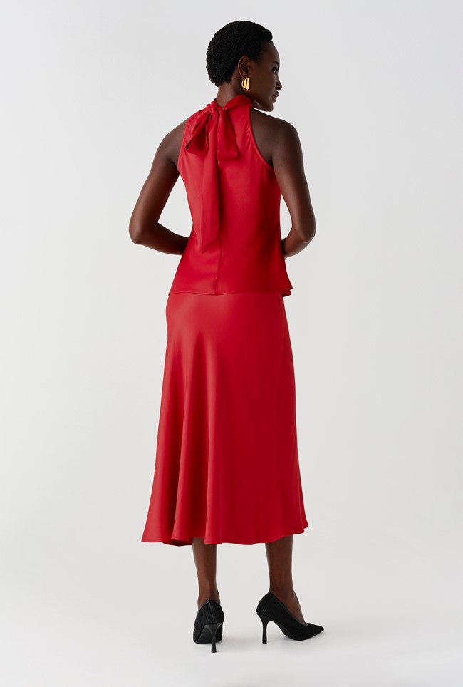 Luna Satin Midi Slip Skirt