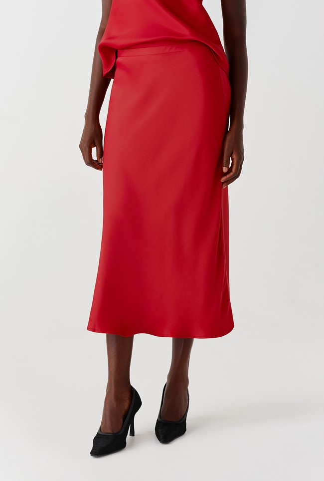 Luna Satin Midi Slip Skirt