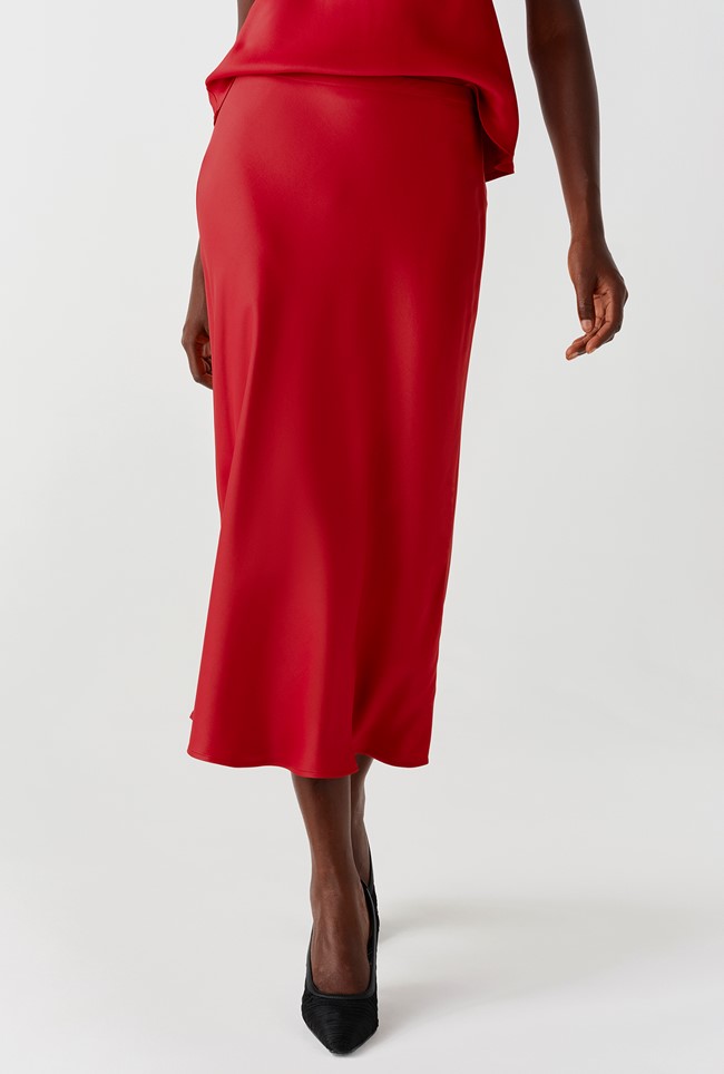 Luna Satin Midi Slip Skirt