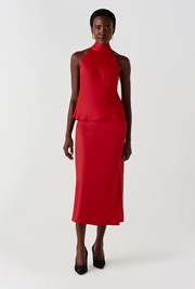 Luna Satin Midi Slip Skirt