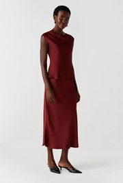 Luna Satin Midi Slip Skirt