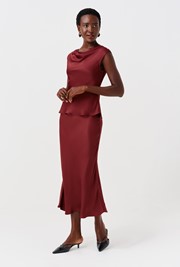 Luna Satin Midi Slip Skirt