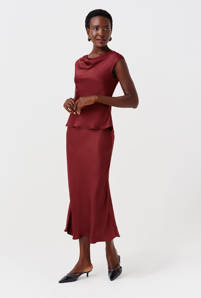 Luna Satin Midi Slip Skirt