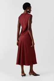 Luna Satin Midi Slip Skirt
