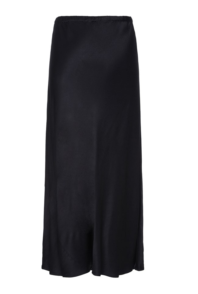 Chelsea Black Satin Midi Skirt | Ghost London