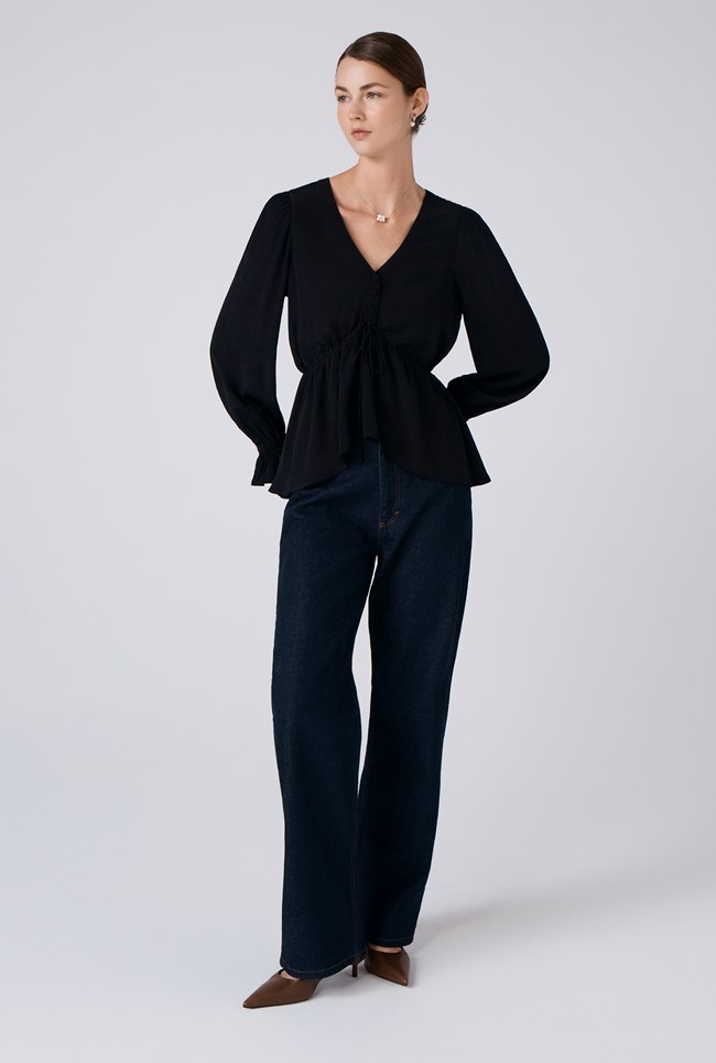 Tabitha Crepe Tie Waist Blouse