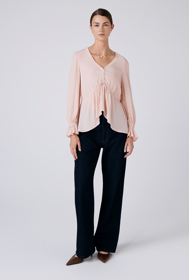 Tabitha Crepe Tie Waist Blouse