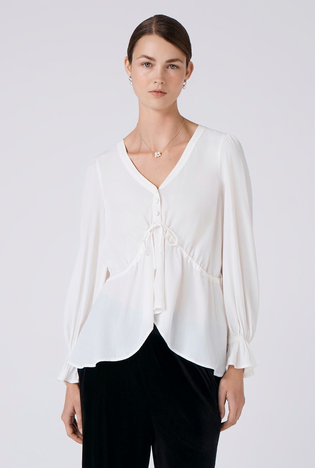 Tabitha Crepe Tie Waist Blouse