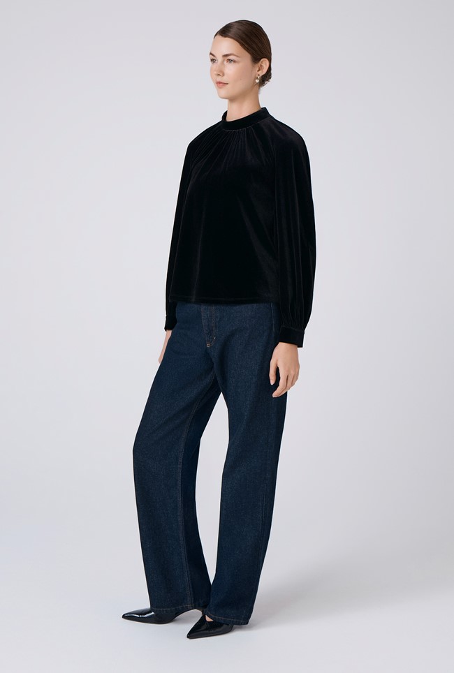 Athena Velvet High Neck Top