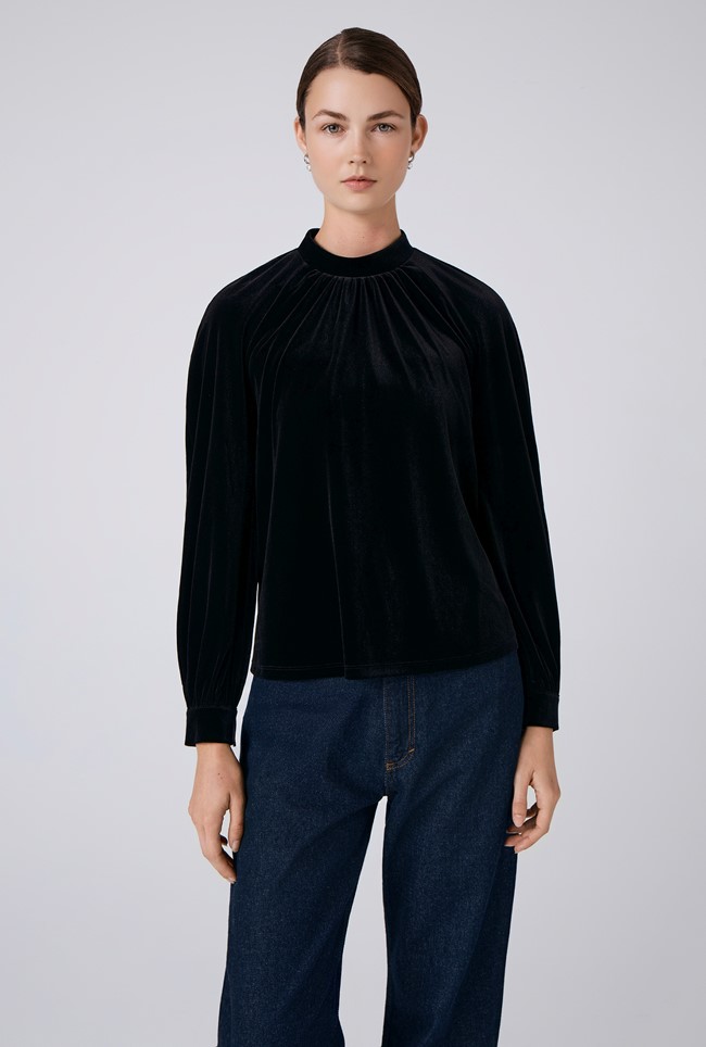 Athena Velvet High Neck Top