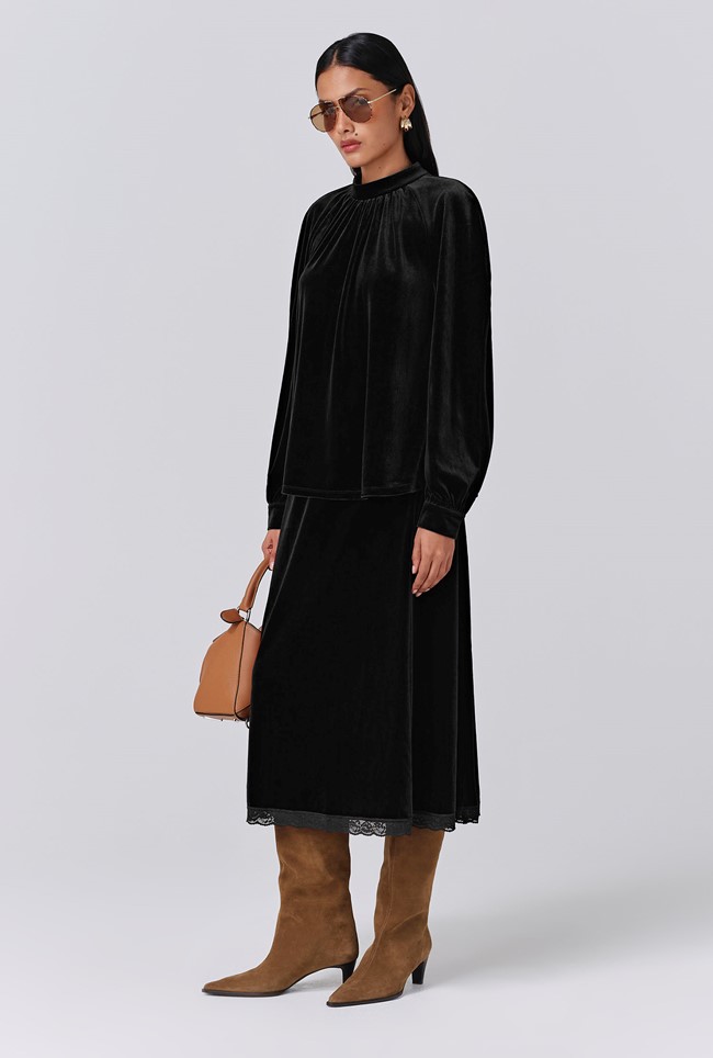 Athena Velvet High Neck Top