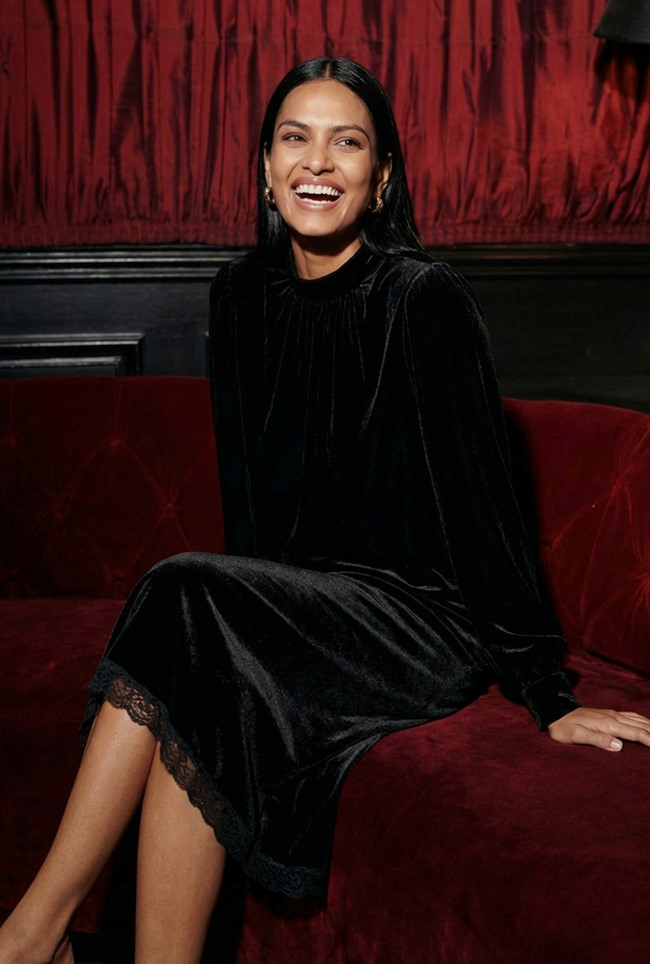 Athena Velvet High Neck Top