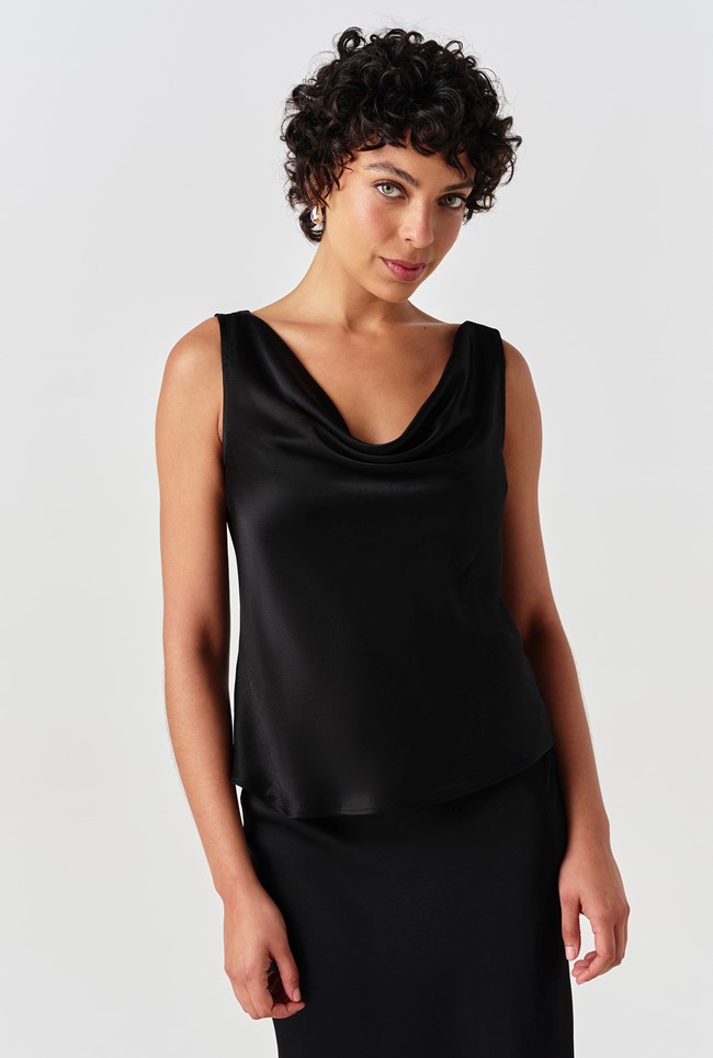 Nyla Cowl Neck Satin Top