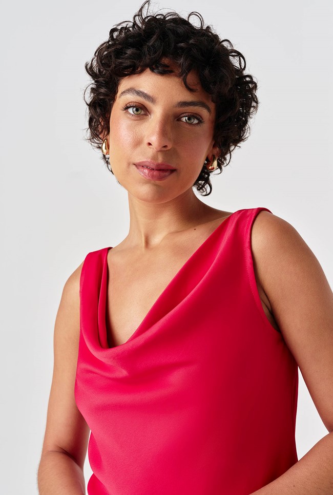 Nyla Cowl Neck Satin Top