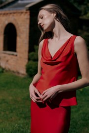 Nyla Cowl Neck Satin Top