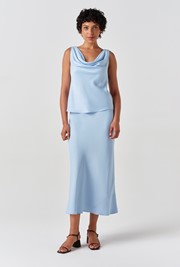 Nyla Cowl Neck Satin Top