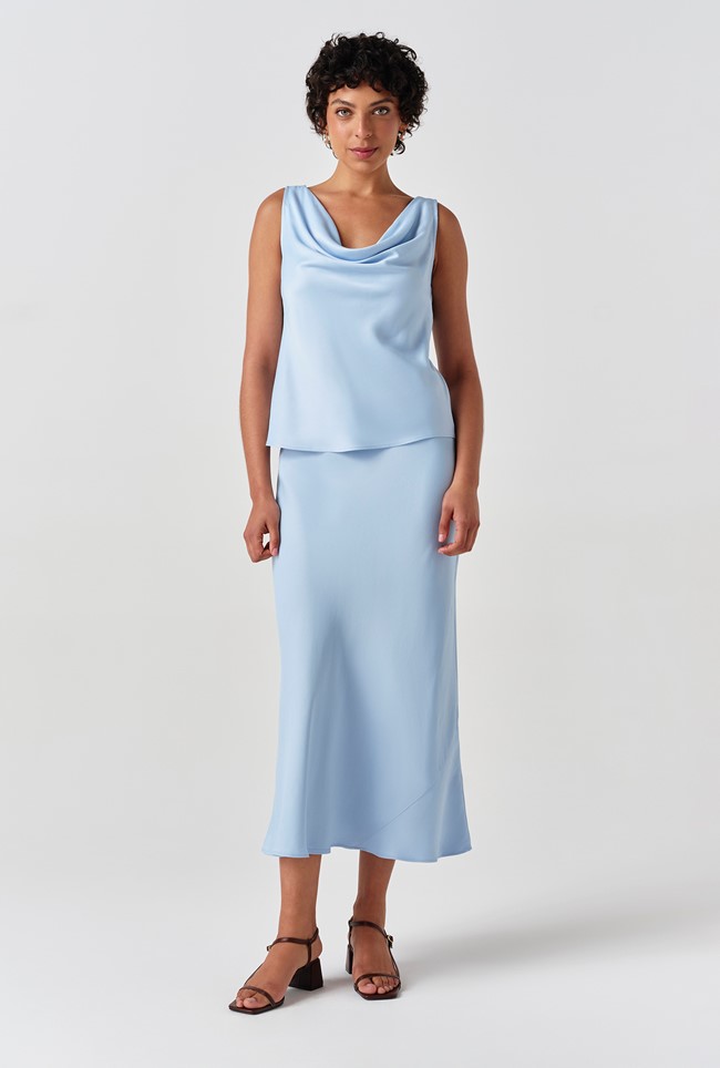 Nyla Cowl Neck Satin Top