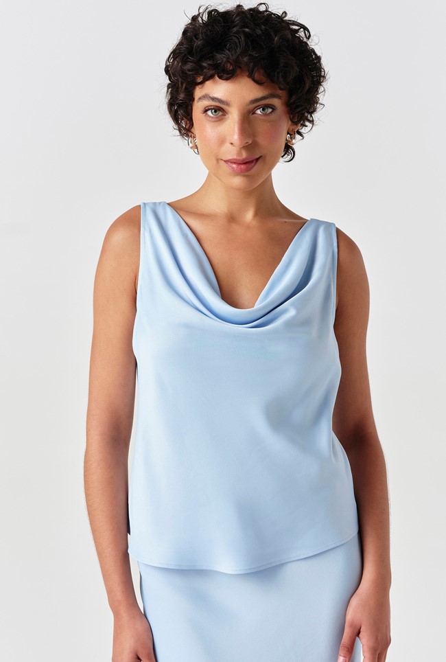 Nyla Cowl Neck Satin Top