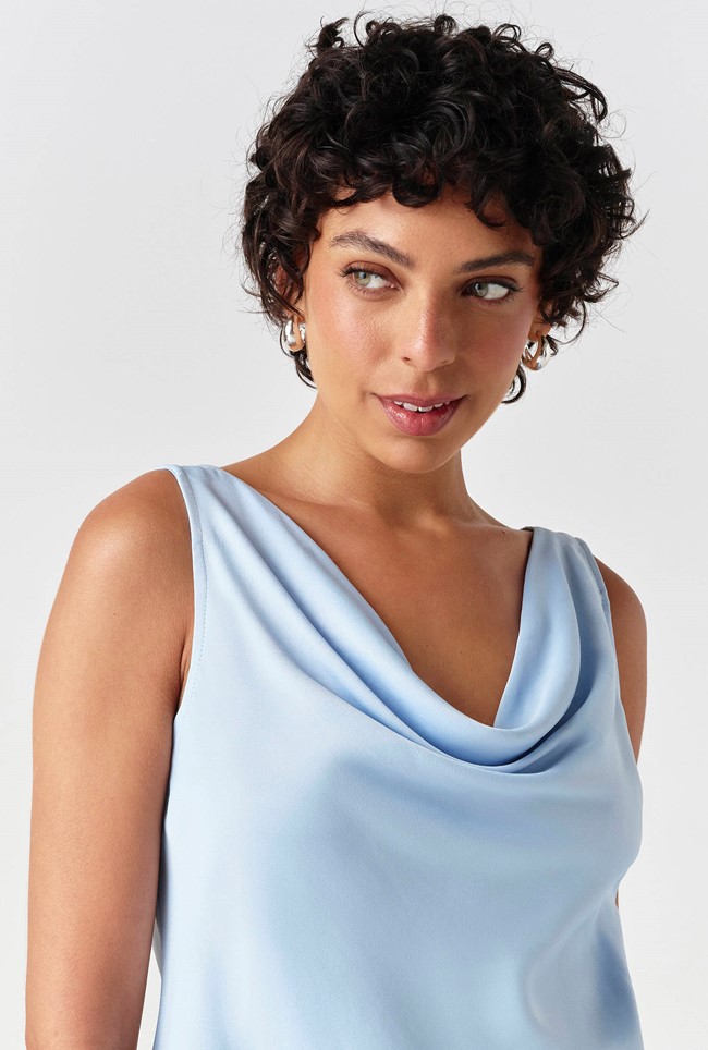 Nyla Cowl Neck Satin Top